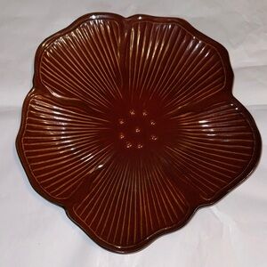 Pfaltzgraff Sarina Serving Bowl Painted Poppys Embossed Dark Red
